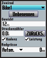GARMIN Edge 705 Fahrrad-Profil